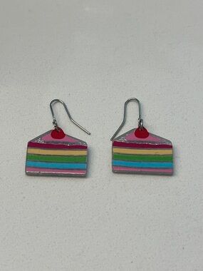 Claire's Rainbow Layered Cake Slice Acrylic Dangle Earrings